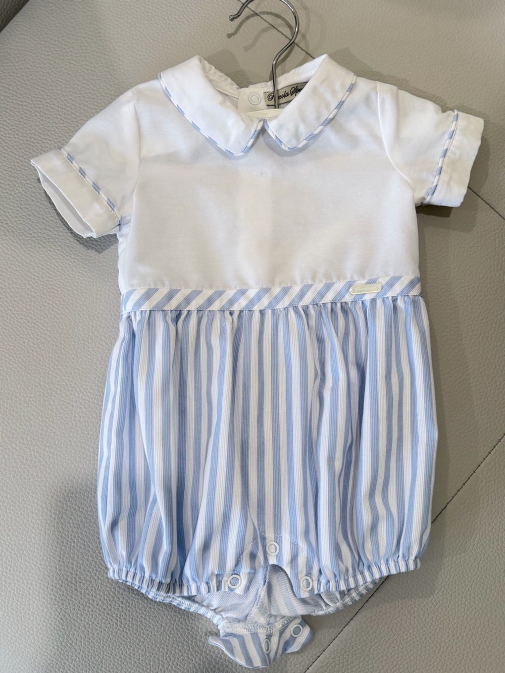 Classic Blue & White Striped Baby Romper